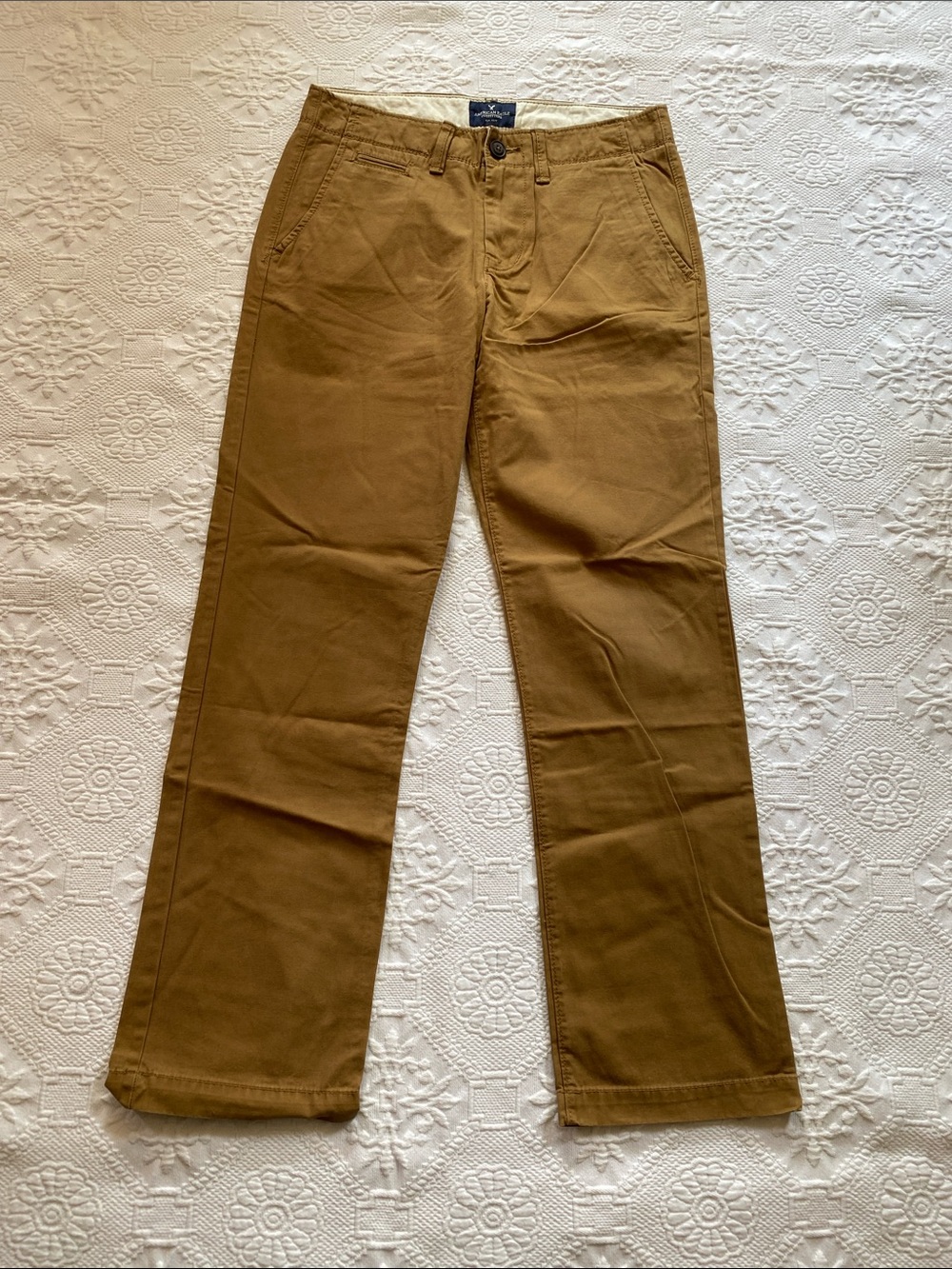 American Eagle Outfitters Men's Khaki Straight-Leg Chinos - Brown